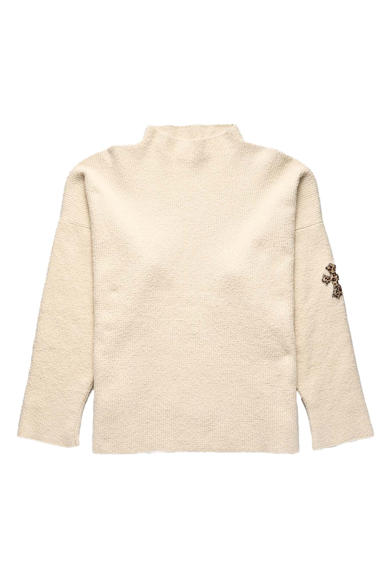 Chrome Hearts Knitted Cream Cheetah Patch Sweater