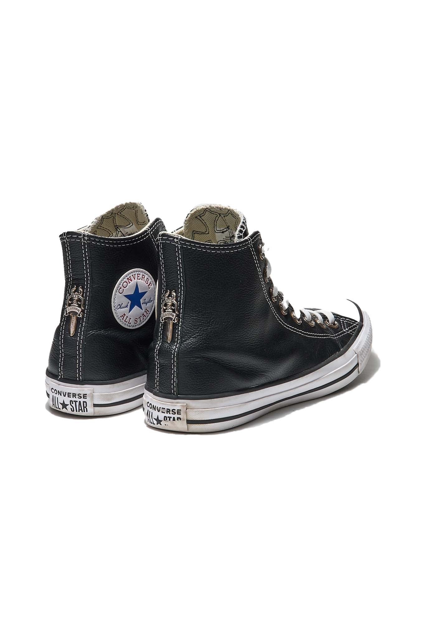 Chrome Hearts Converse Black Leather Cross Silver Dagger Sneakers