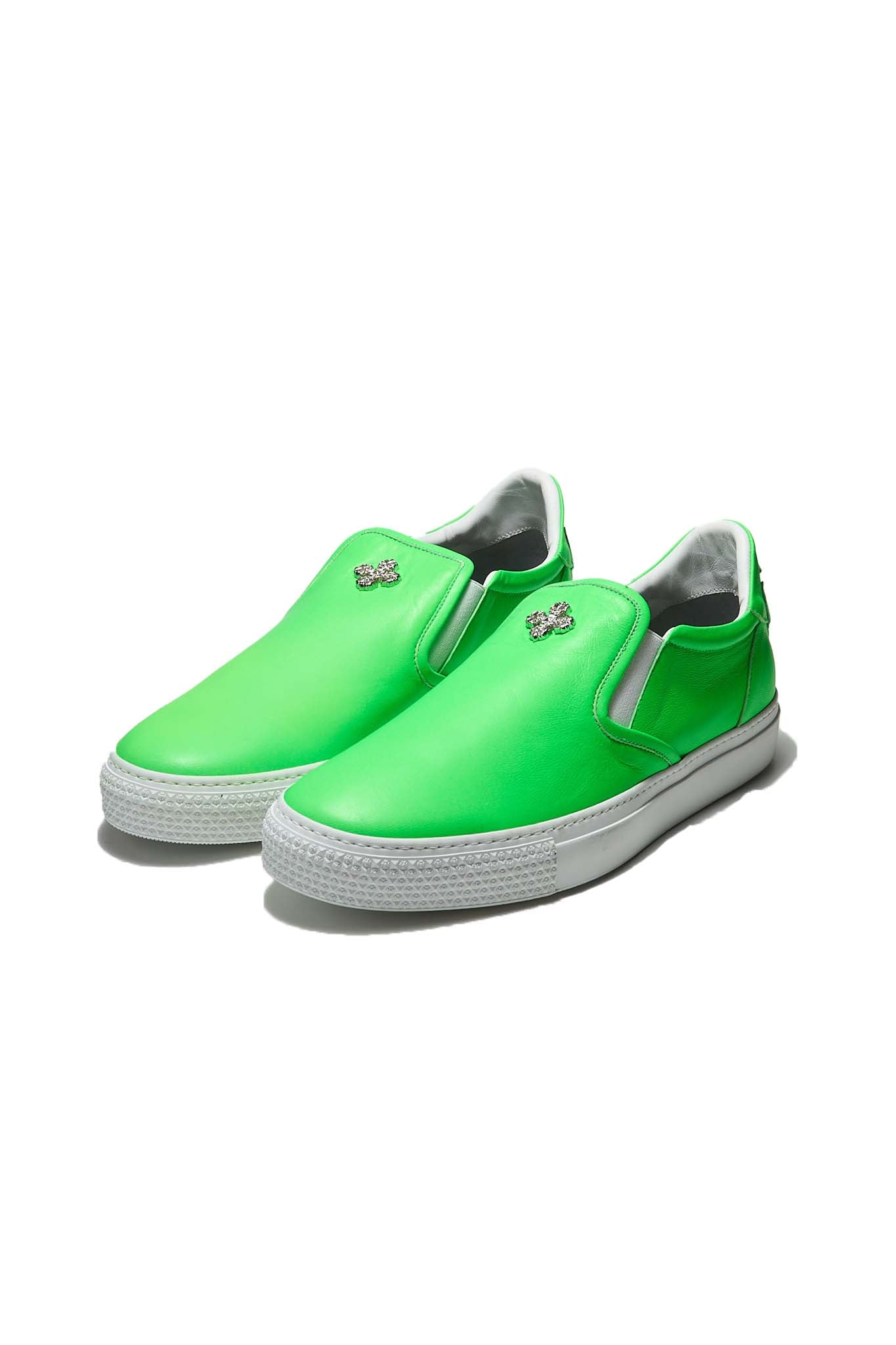 Chrome Hearts Plus Logo Slip-on Sneakers Neon Green
