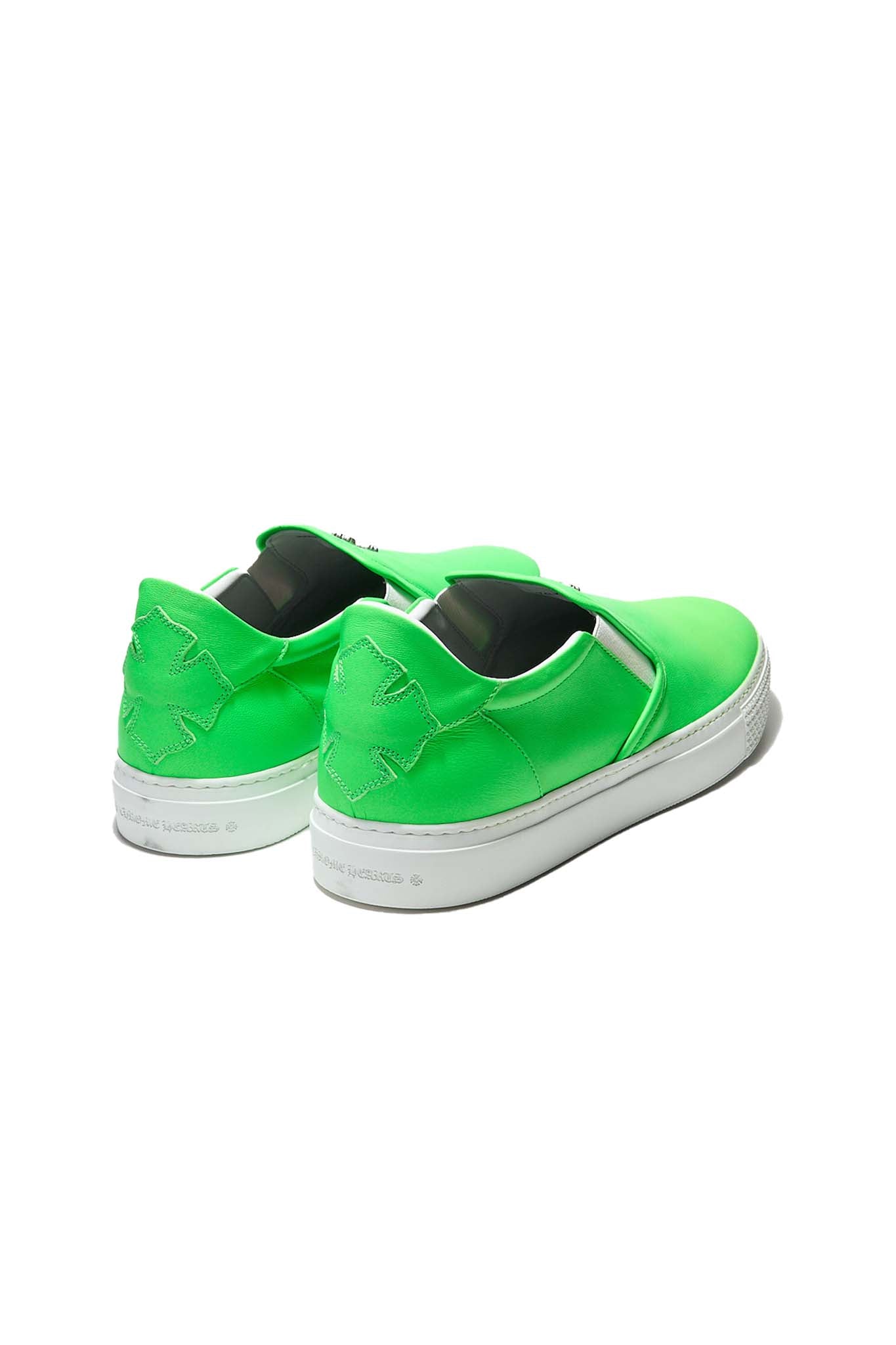 Chrome Hearts Plus Logo Slip-on Sneakers Neon Green