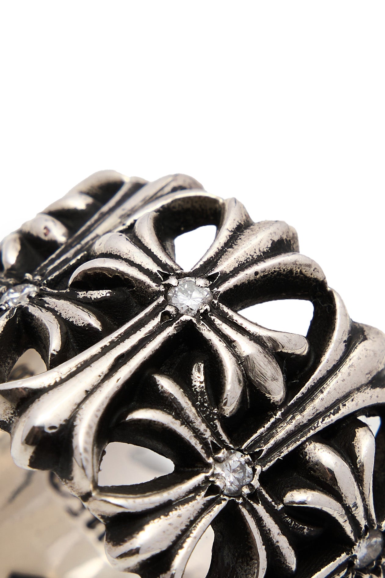 Chrome Hearts Diamond Cemetery Cross Ring