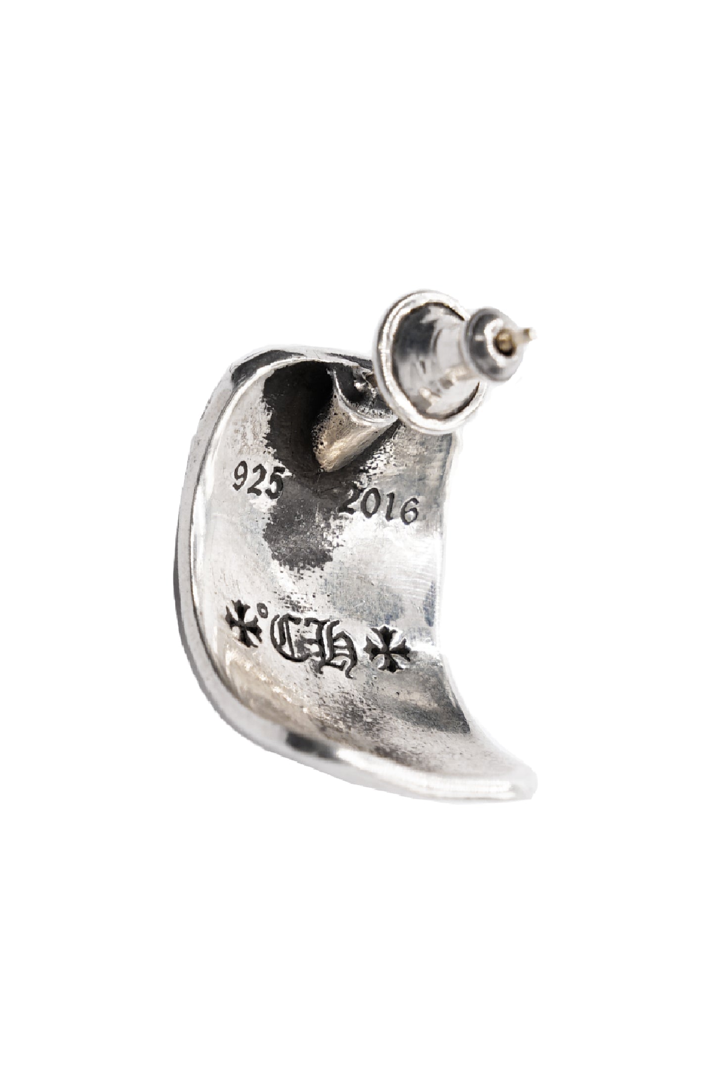 Chrome Hearts CH Plus Bent Silver Earring