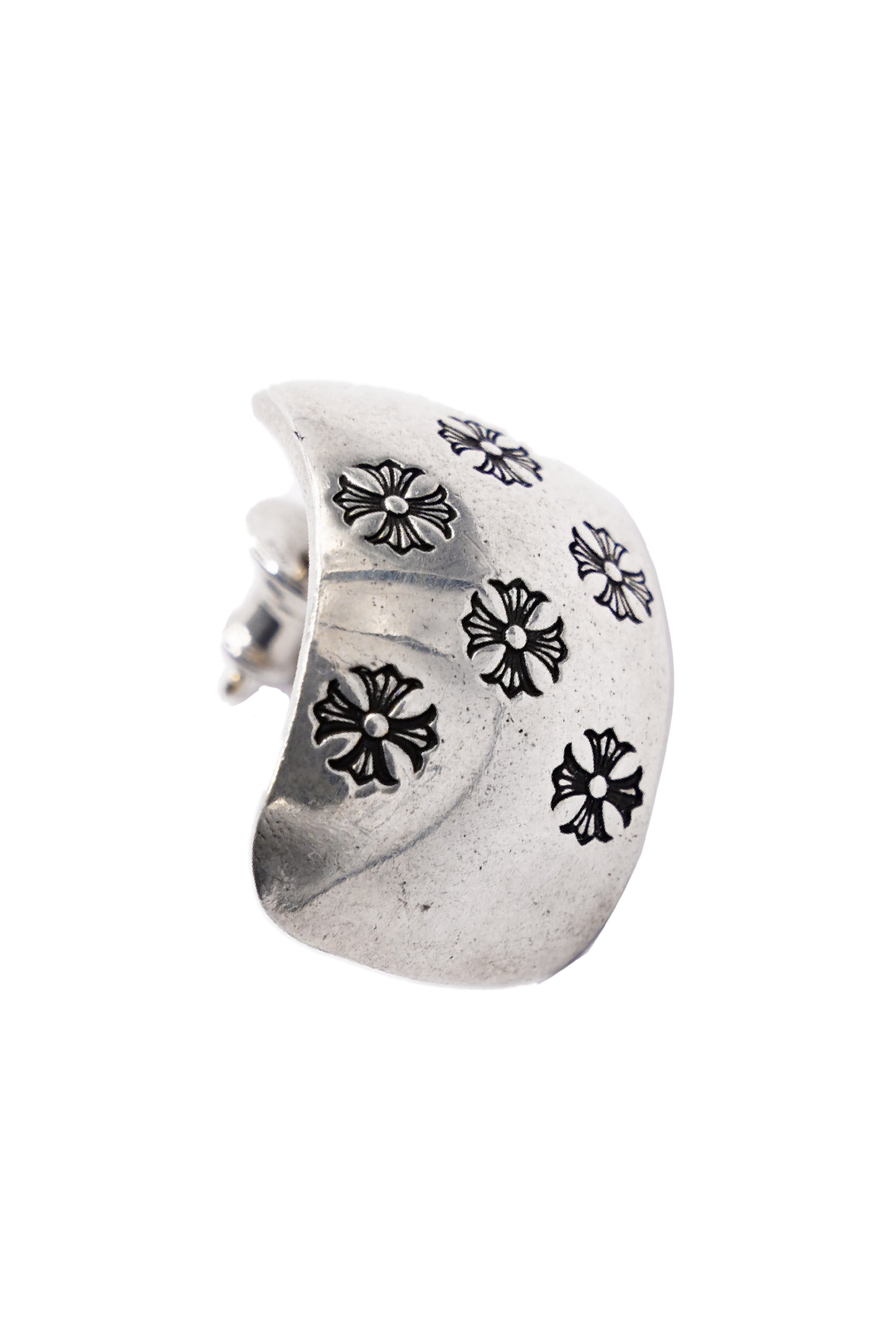 Chrome Hearts CH Plus Bent Silver Earring