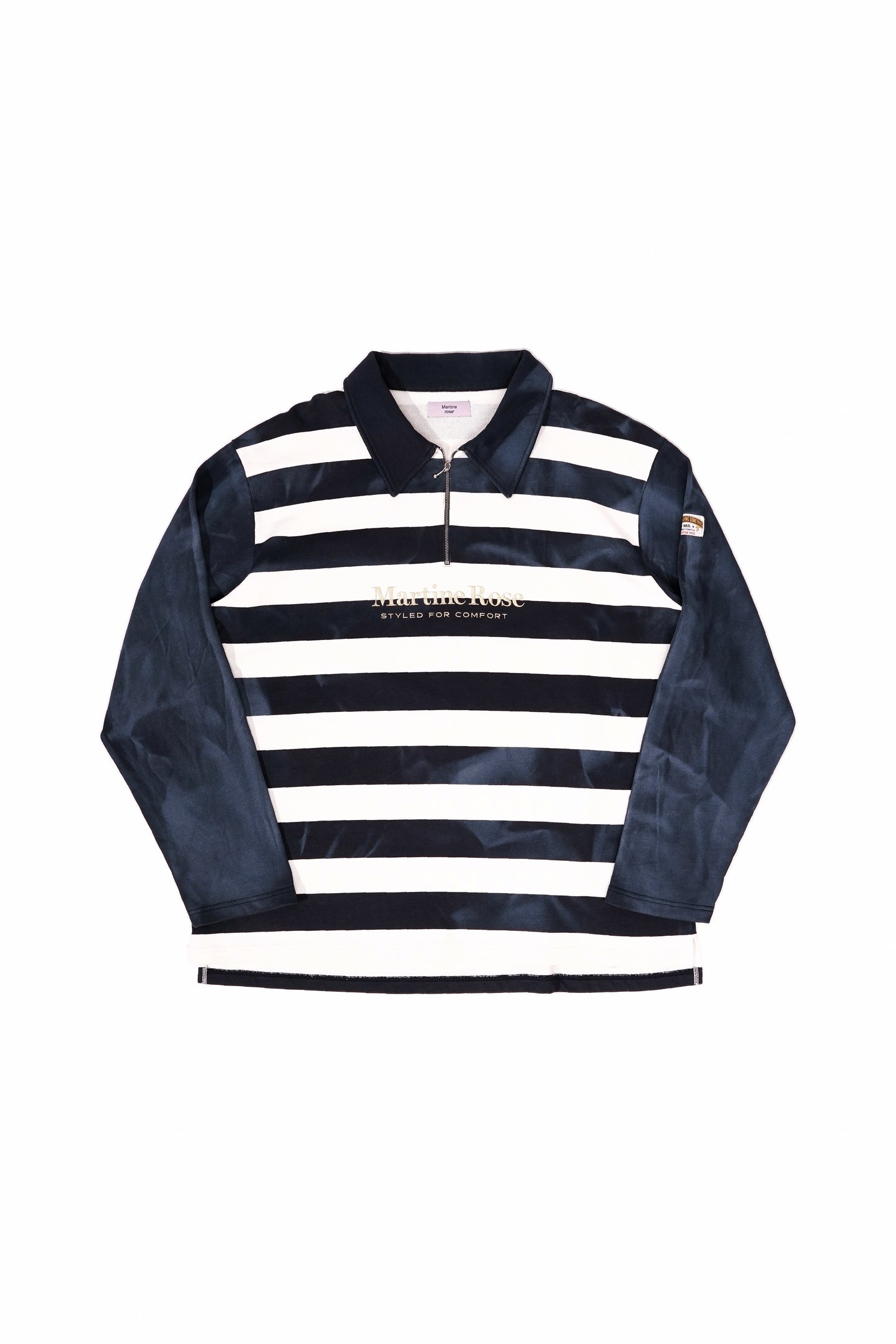 Martine Rose Oversized 1/4 Zip Striped Polo Sweatshirt