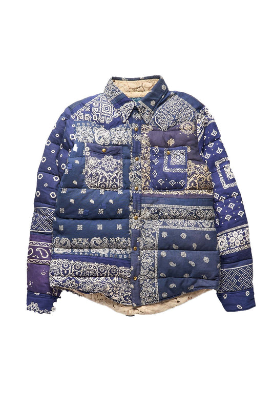 Visvim Paisley ICT Kerchief Down Jacket Blue