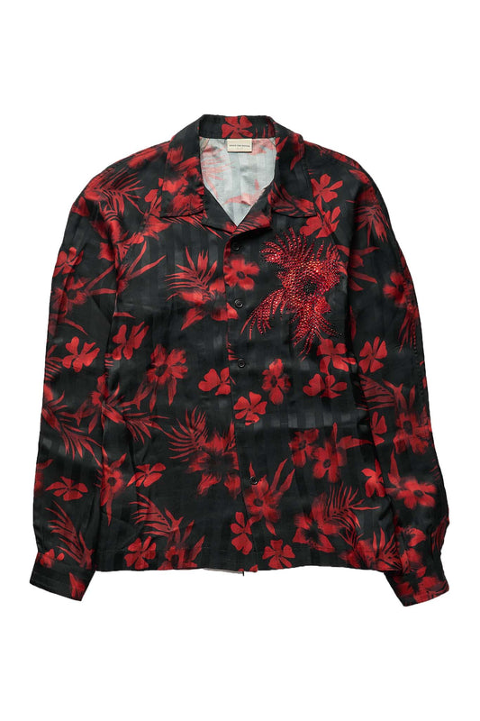 Dries Van Noten Camron Floral Satin Hawaiian Shirt