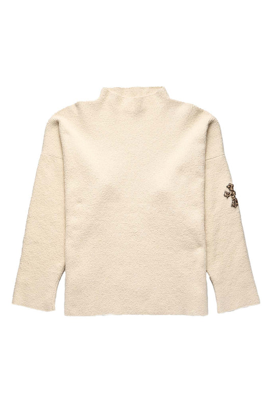 Chrome Hearts Knitted Cream Cheetah Patch Sweater