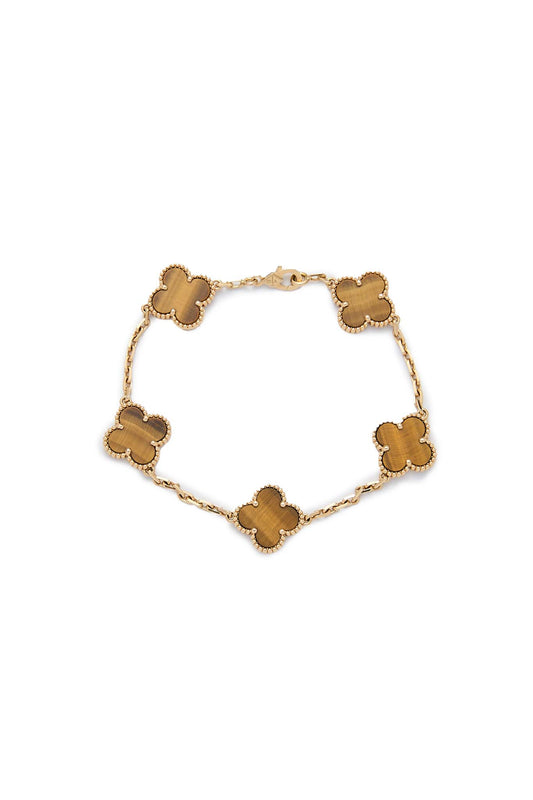 Van Cleef & Arpels Tiger's Eye Vintage Alhambra 5 Motifs Bracelet