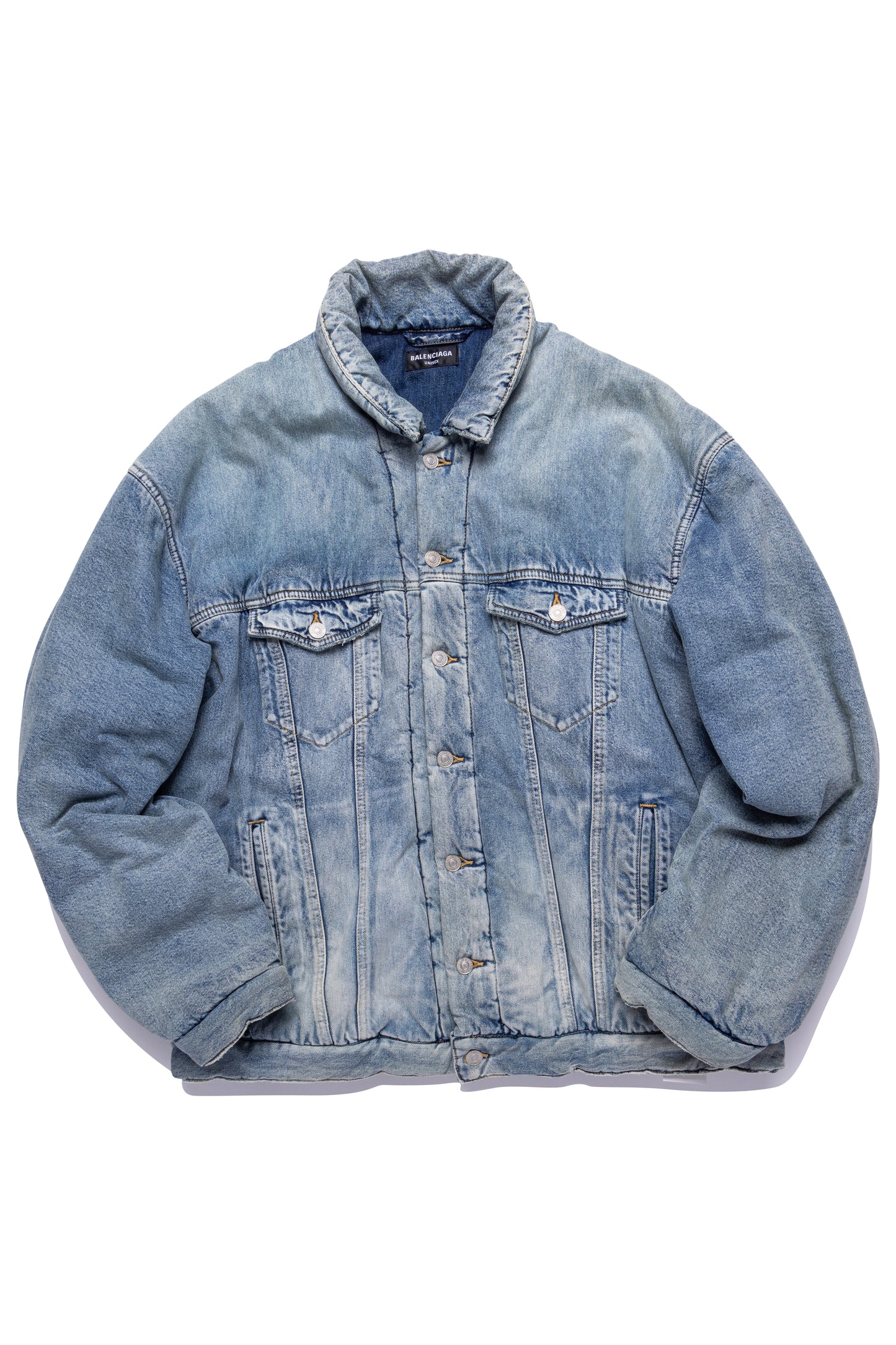 Balenciaga Padded Denim Jacket in Light Blue