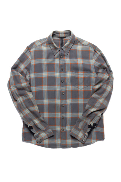 Chrome Hearts Work Dog Plaid Bottom-up Shirt with Patch