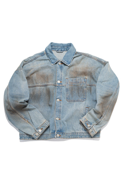 Vintage Dirty-washed Effect Oversize Denim Jacket