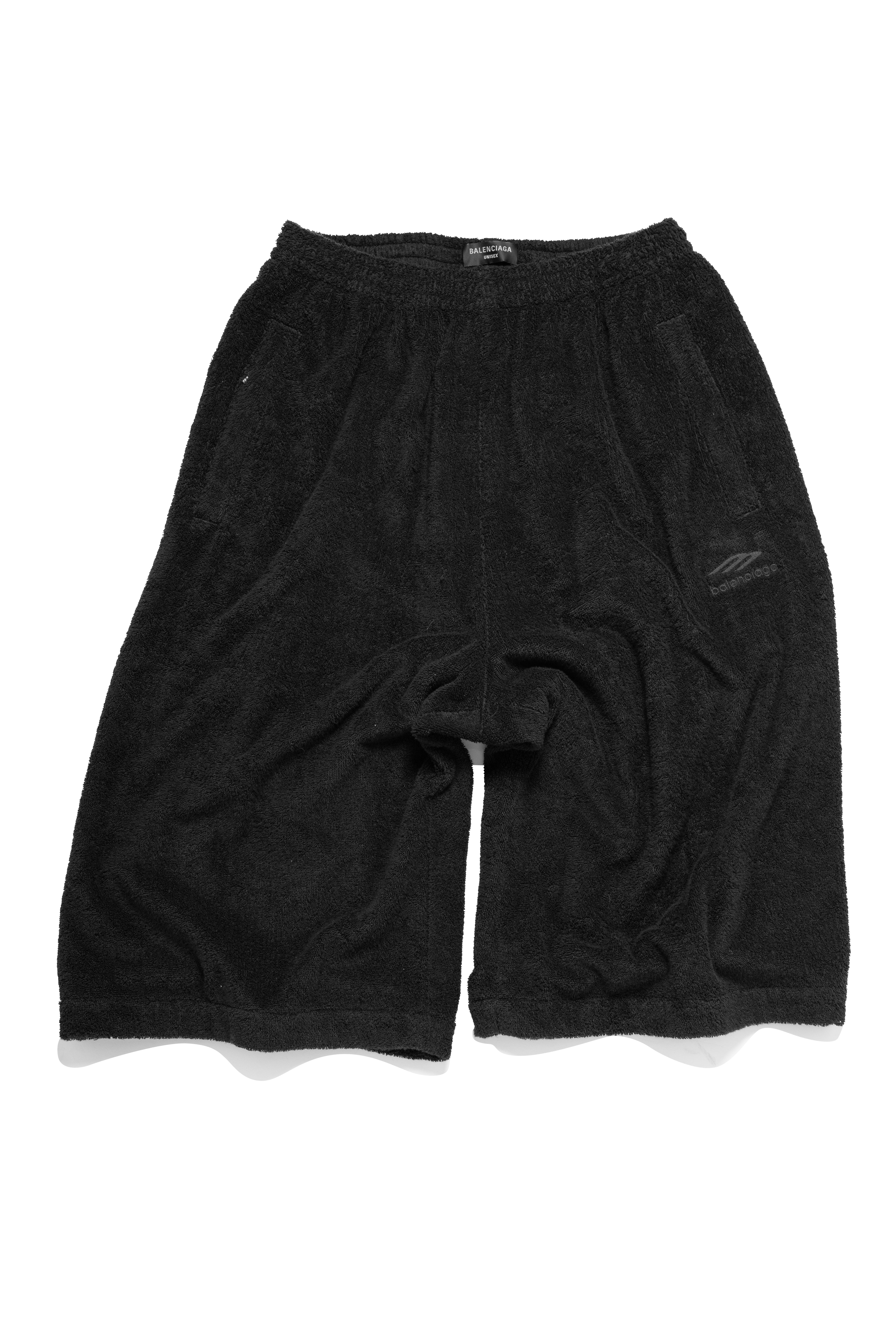 Balenciaga Black Sport Logo Towel Baggy Shorts