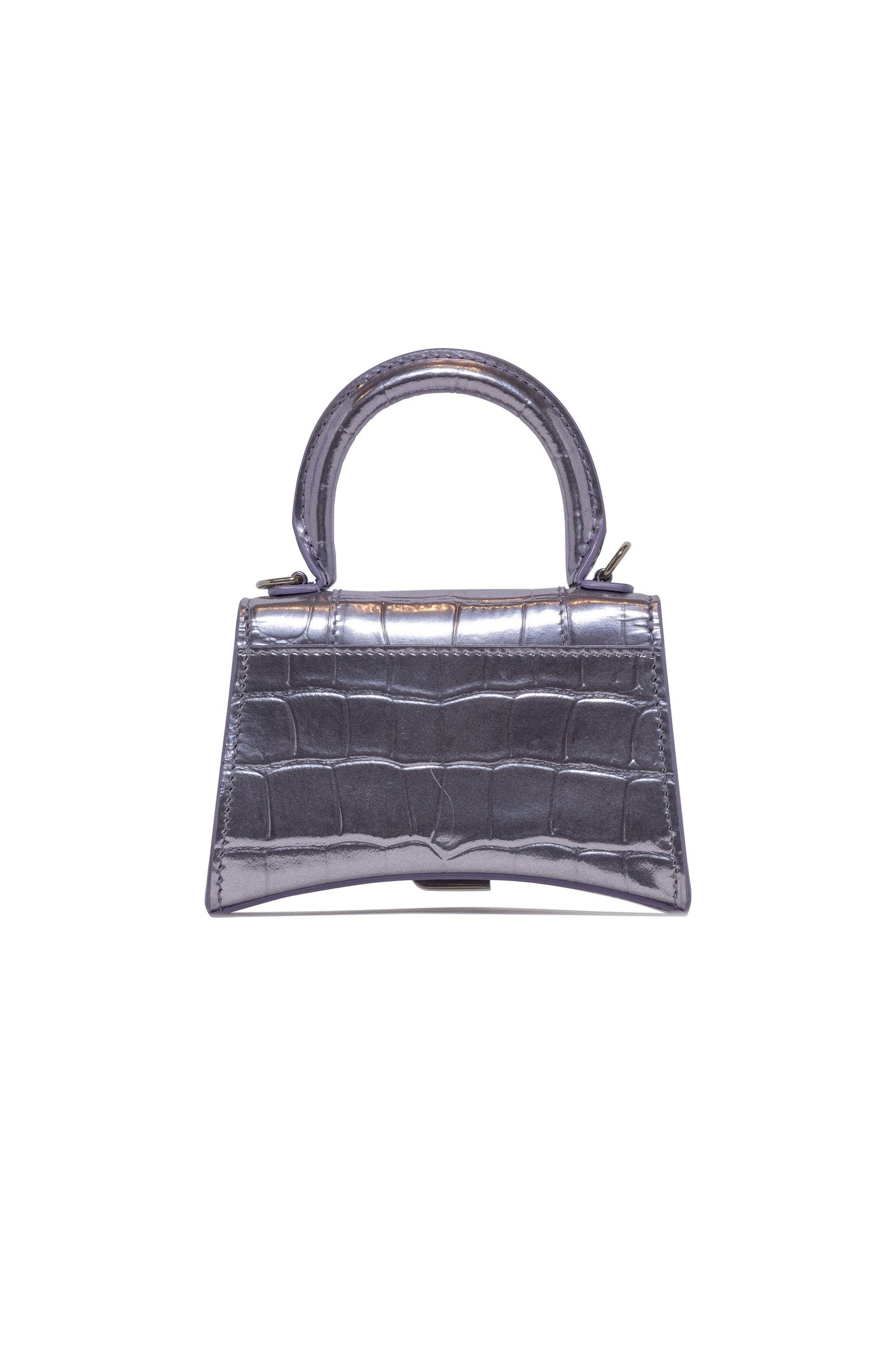 Balenciaga Metallic Calfskin Crocodile Embossed Hourglass Bag Mini