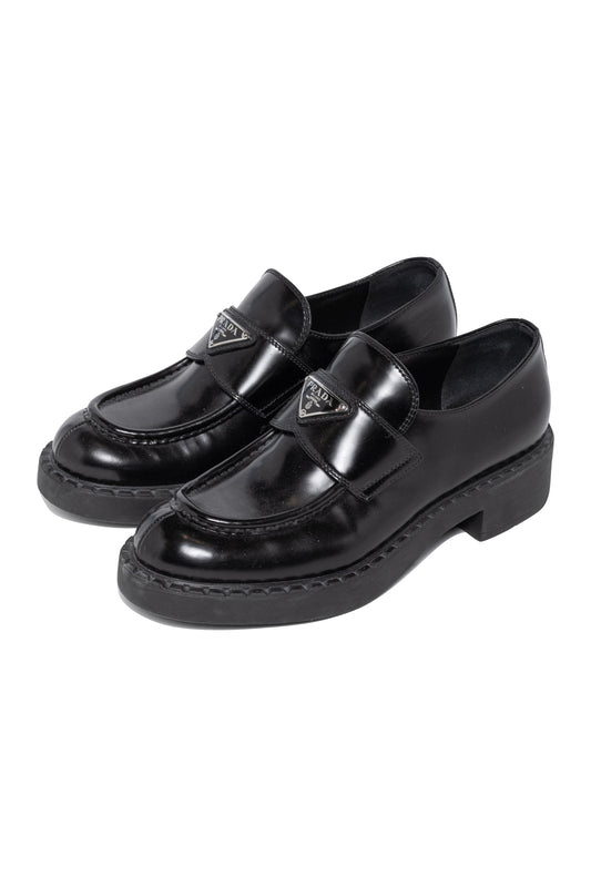 Prada Chocolate Brushed Leather Loafers