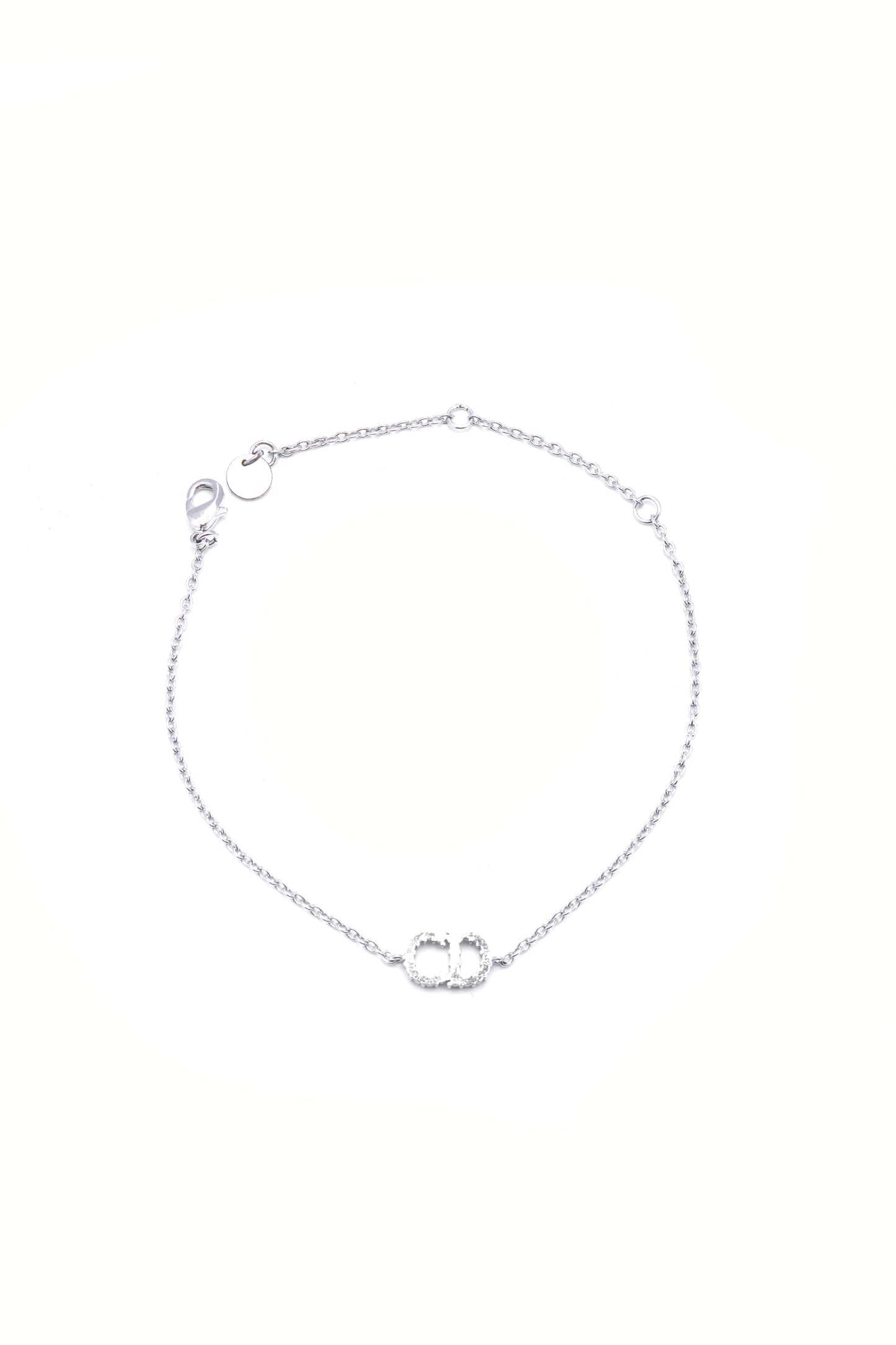 Dior Claire D Lune Crystals Silver Tone Metal Link Bracelet