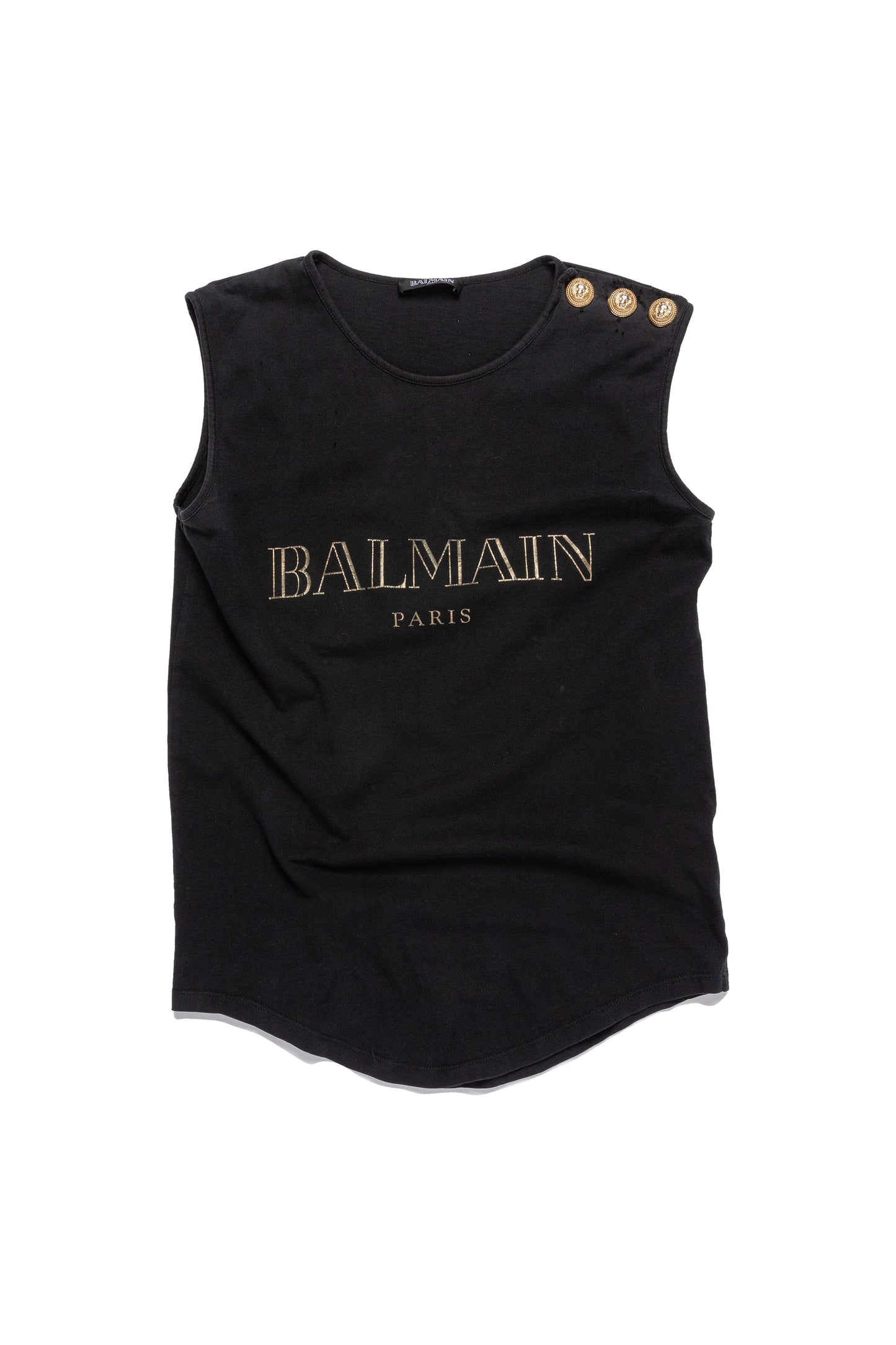 Balmain Logo Print Buttons Tank Top