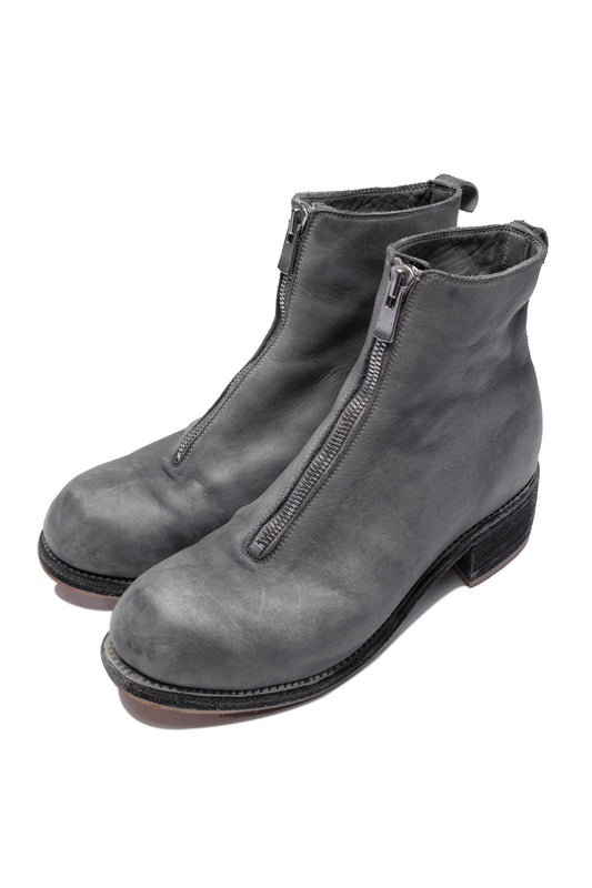 Guidi PL1 Front Zip Distressed Leather Ankle Boots Grey - Xia Office
