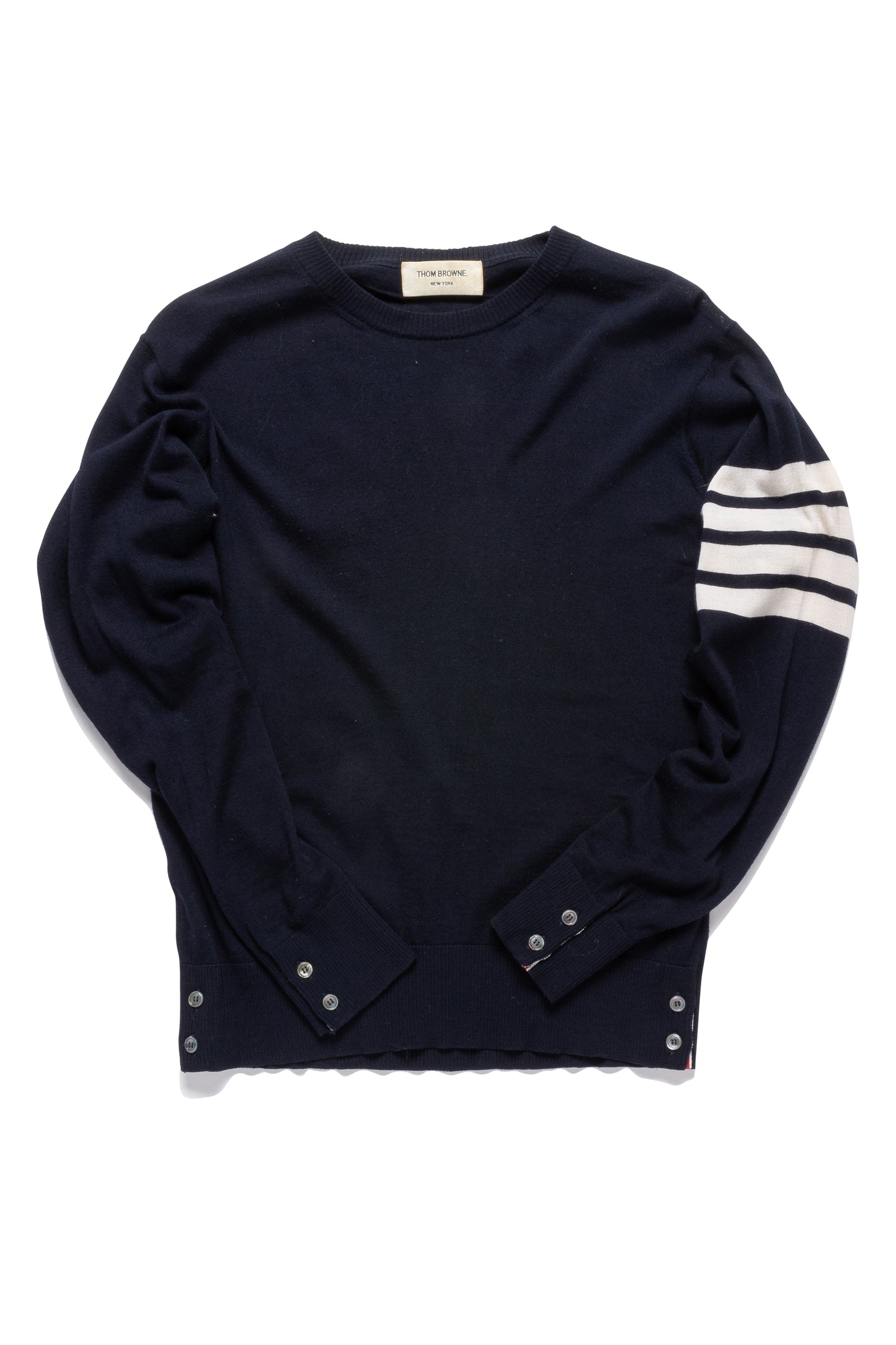 Thom Browne Striped Merino Wool Sweater Navy