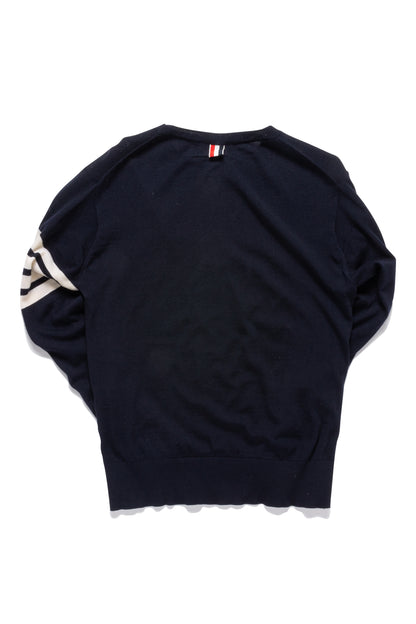 Thom Browne Striped Merino Wool Sweater Navy