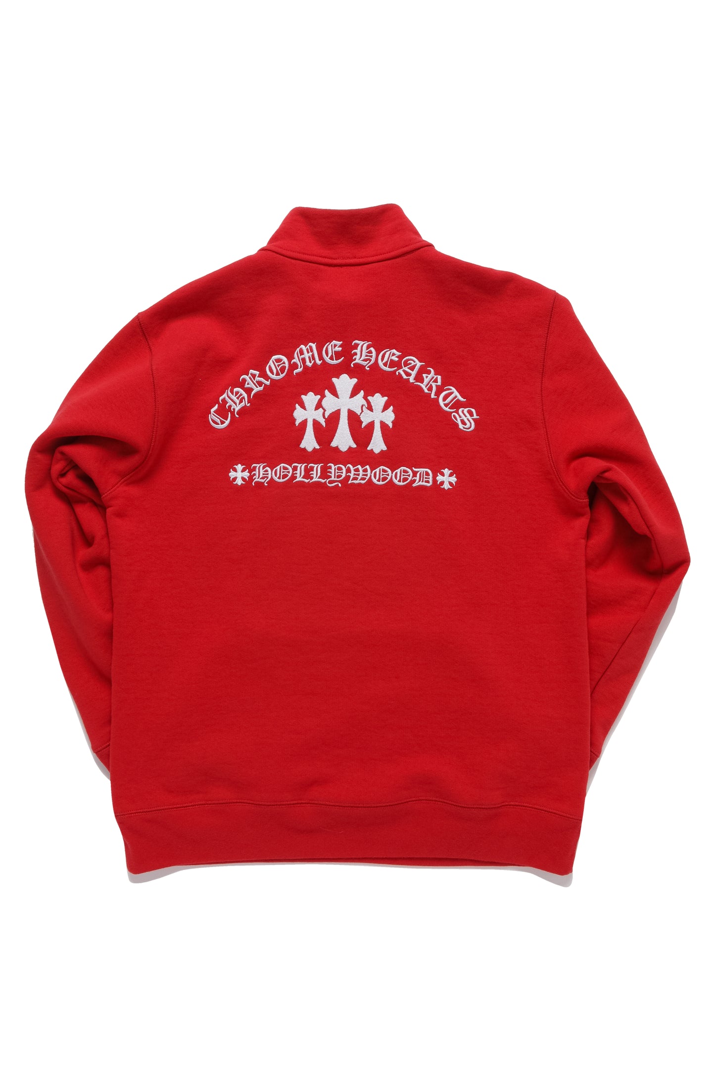 Chrome Hearts Red Hollywood Cross Half Zip-Up Sweatshirt