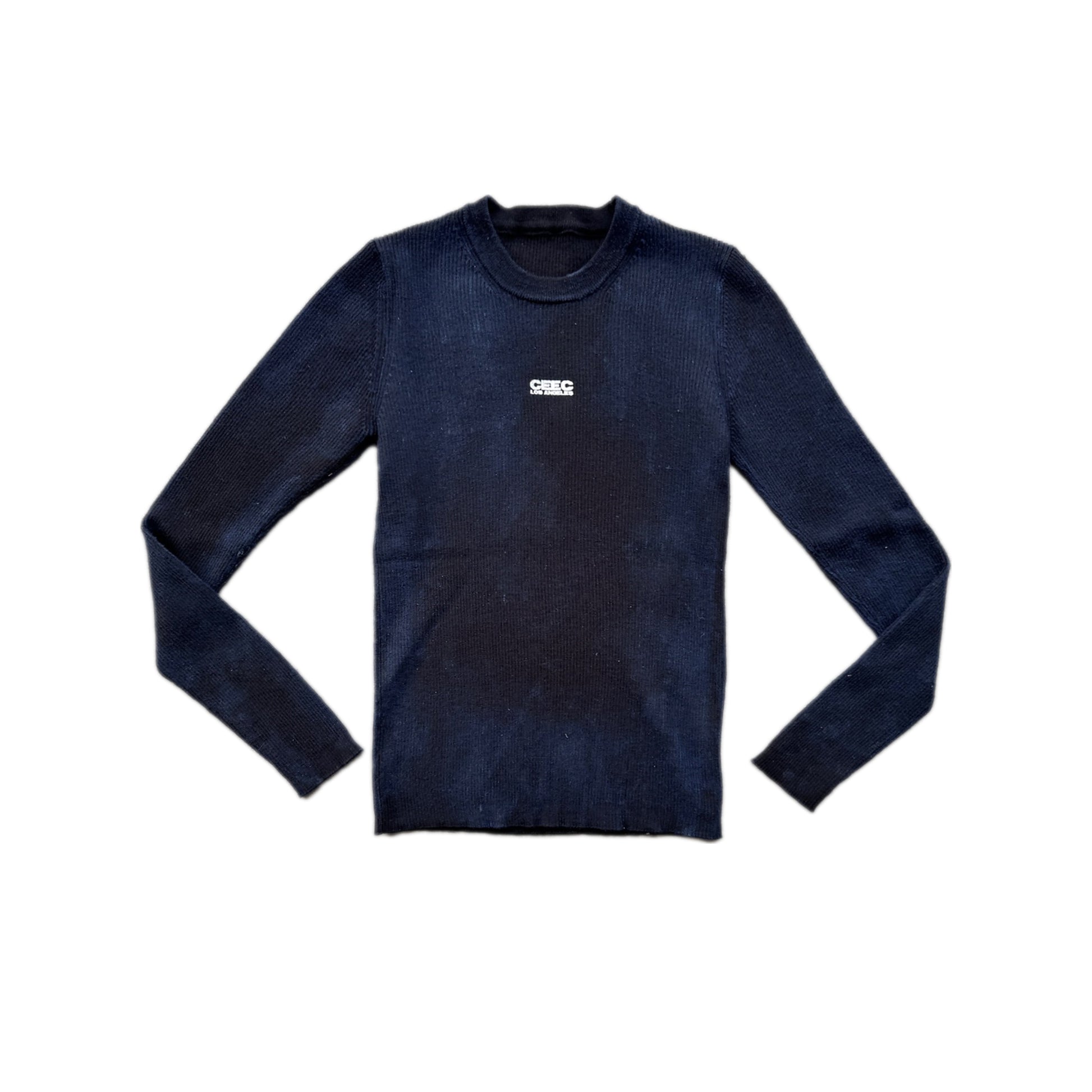 CEEC Retro Distressed Pattern Printed Wool Sweater in Black - Xia Office