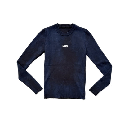 CEEC Retro Distressed Pattern Printed Wool Sweater in Black - Xia Office