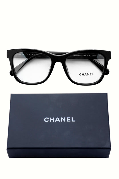 Chanel Acetate CC Square Eyeglasses 3392 Black