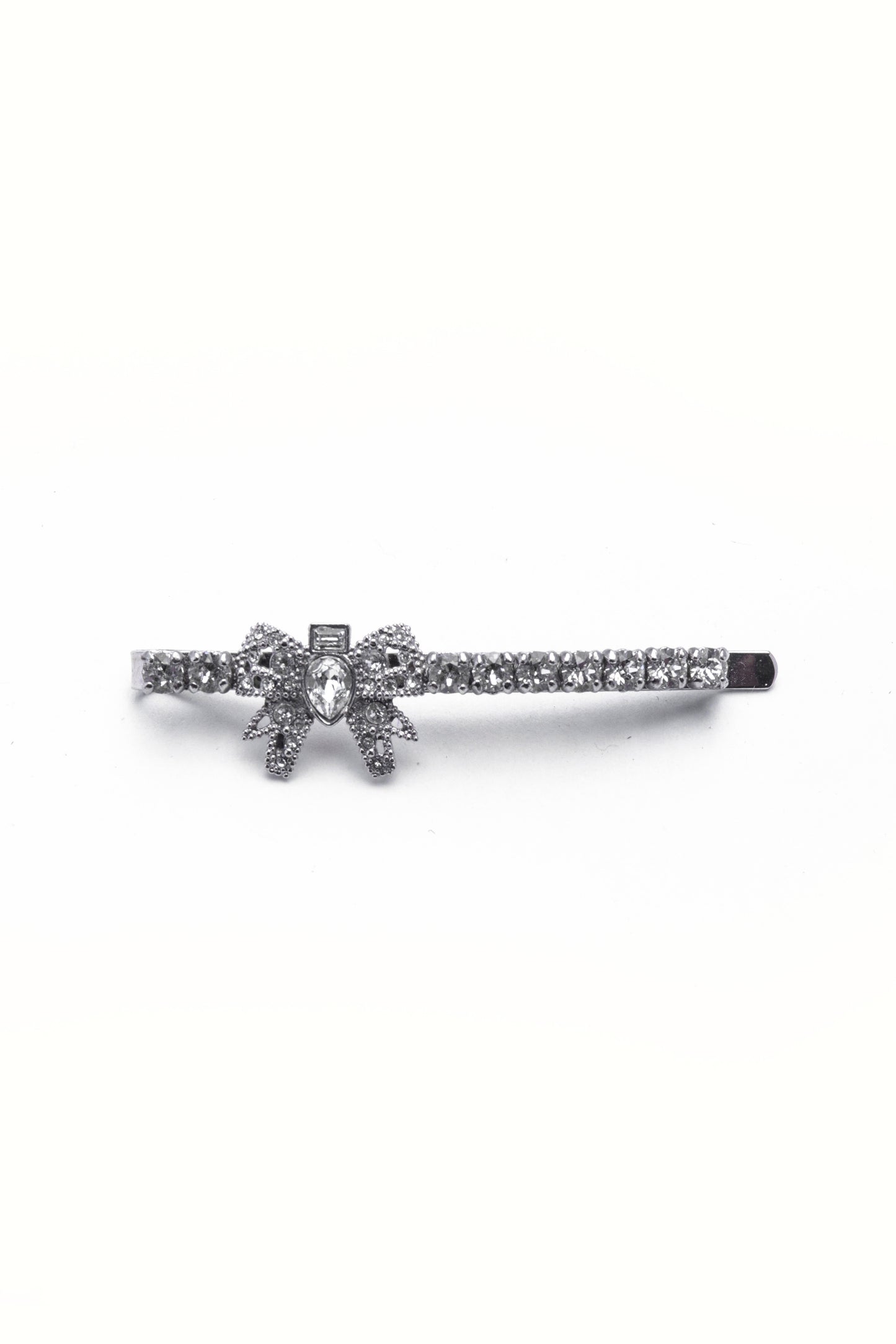 Miu Miu Silver Crystal Micro Bow Hair Clip