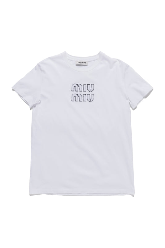 Miu Miu Logo-embroidered T-shirt