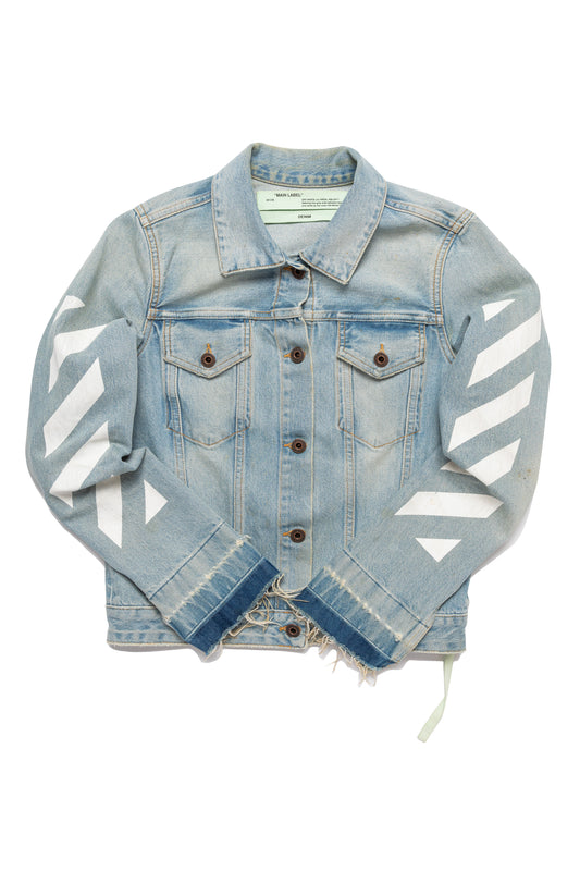 Off-White Indigo Distressed Denim Diagonals Denim Jacket