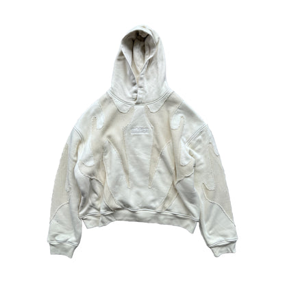 CEEC Heavy Texture Stitching Embroidered Hoodie in Ivory - Xia Office