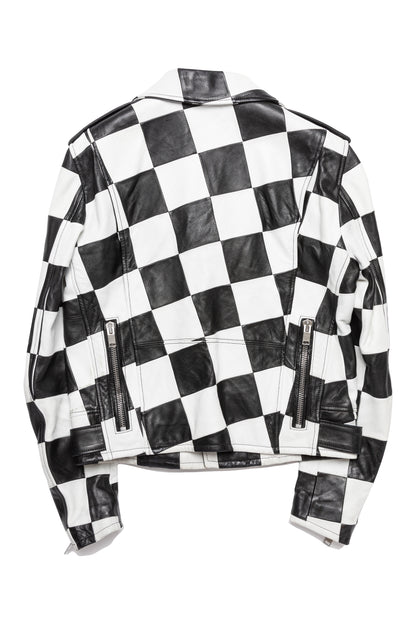 Saint Laurent x Hedi SS14 Checkered Damier Double Zip Motor Biker Jacket