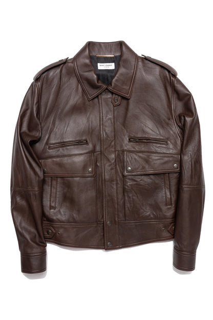 Saint Laurent Leather Collared Utility Jacket