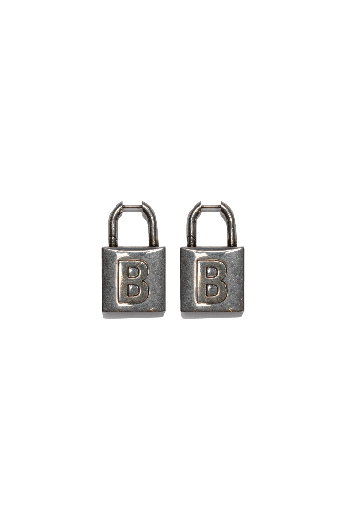 Balenciaga Antiqued Silver-tone Brass Small Lock Earrings