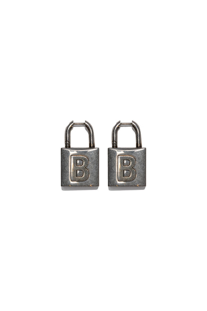 Balenciaga Antiqued Silver-tone Brass Small Lock Earrings