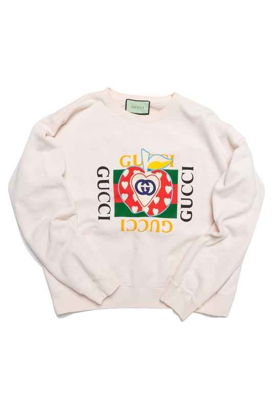 Gucci Oversized Apple Logo Crewneck Sweatshirt