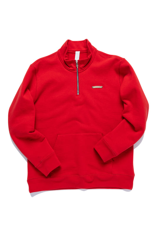 Chrome Hearts Red Hollywood Cross Half Zip-Up Sweatshirt