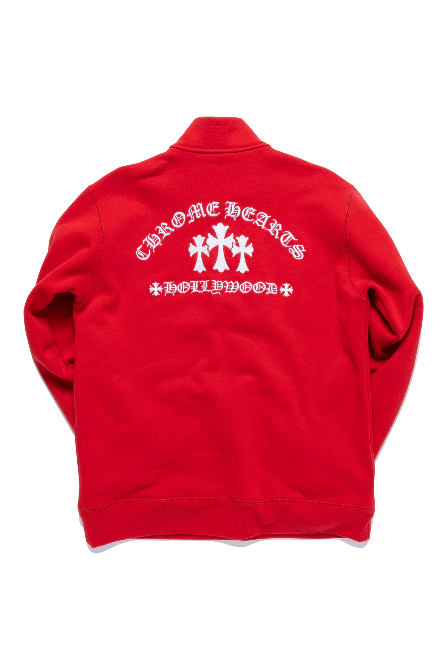 Chrome Hearts Red Hollywood Cross Half Zip-Up Sweatshirt