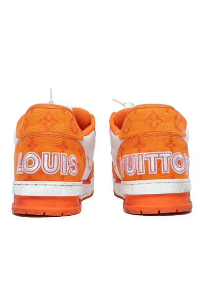 Louis Vuitton Trainer Low Orange Monogram Denim Velcro Strap