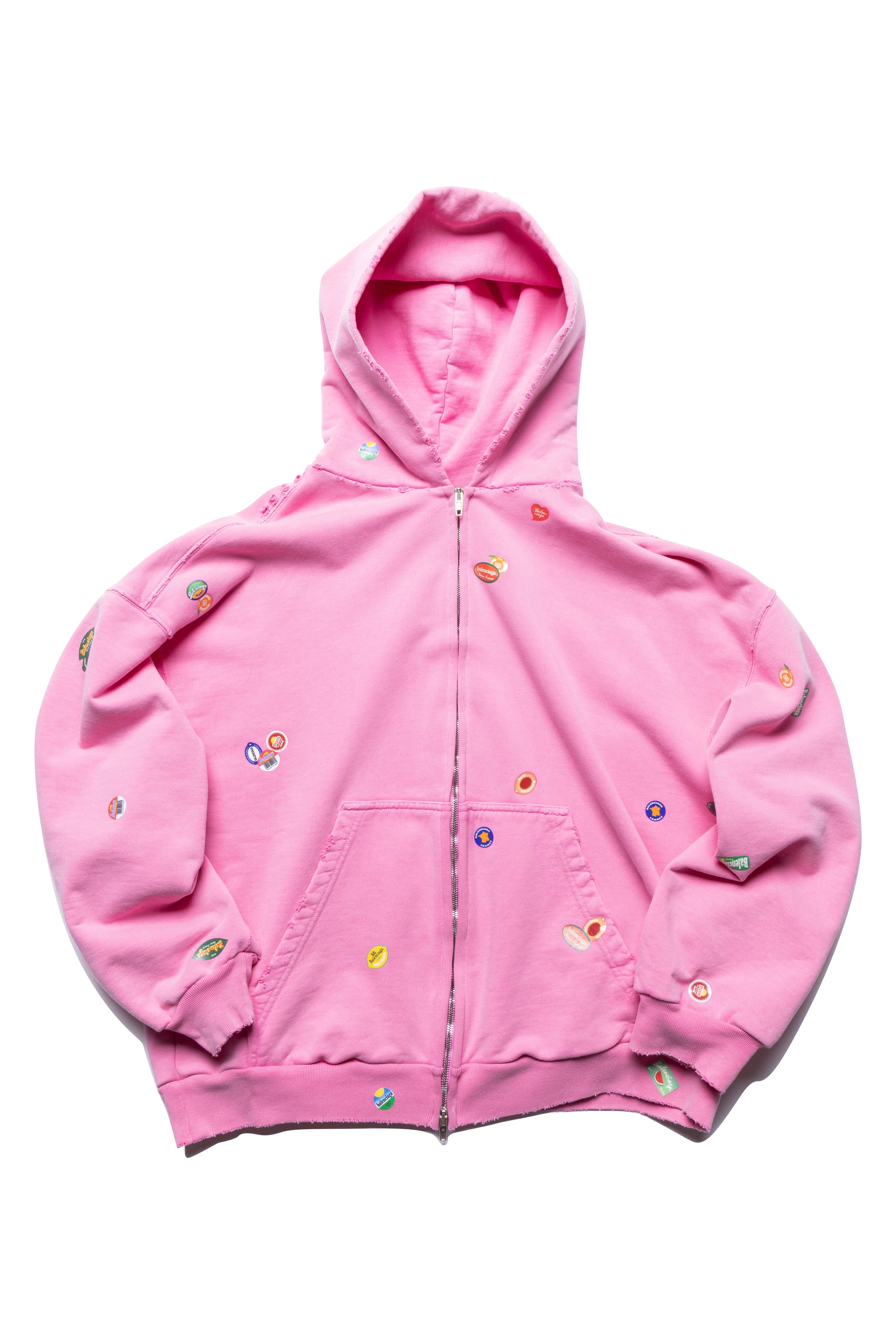 Balenciaga Fruity Zip-Up Hoodie Regular Fit in Dirty Pink - Xia Office