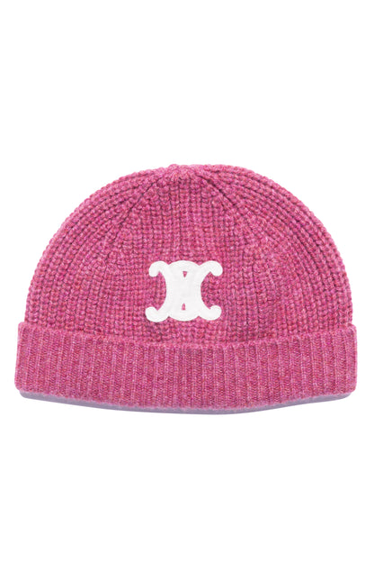 Celine Triomphe Beanie in Dark Pink