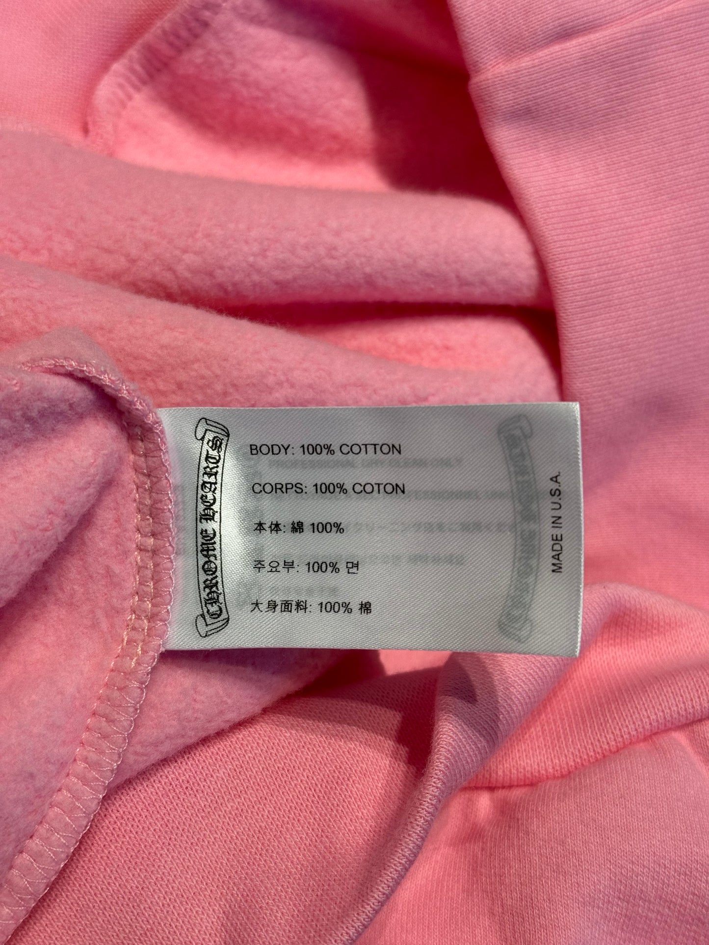 Chrome Hearts USA Shoulder T-Bar Logo Pink Hoodie