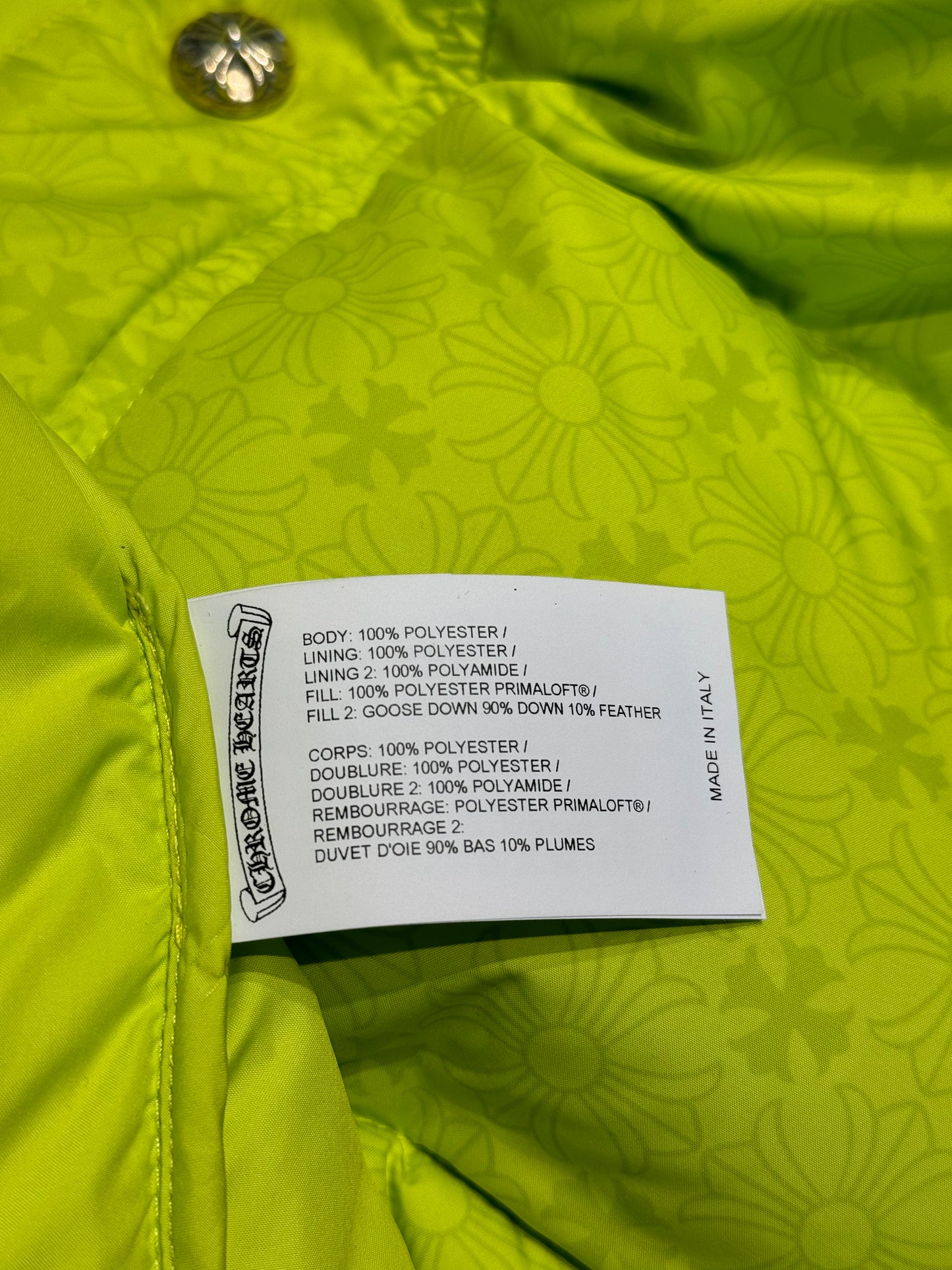 Chrome Hearts Monogram Puffer Vest Lime