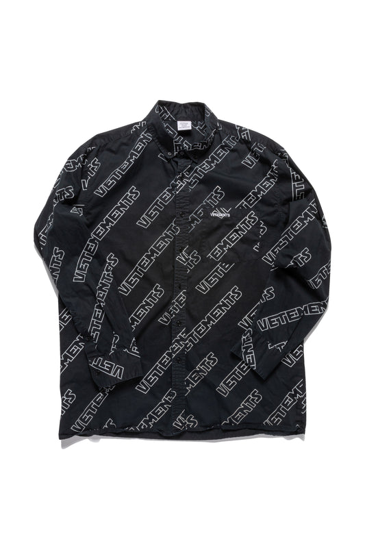 Vetements All-Over Logo Long Sleeve Shirt