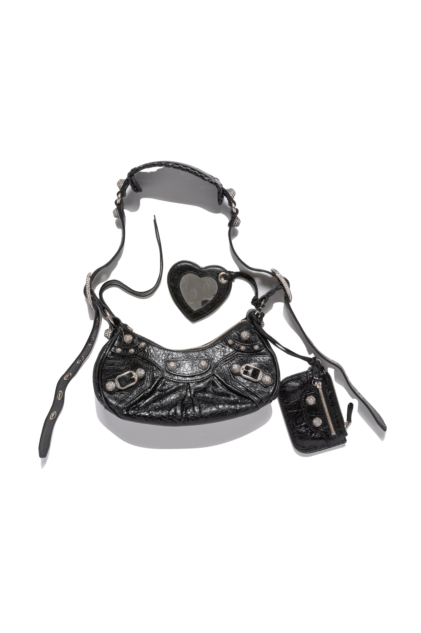 Women's Le Cagole XS Shoulder Bag With Rhinestones in Black