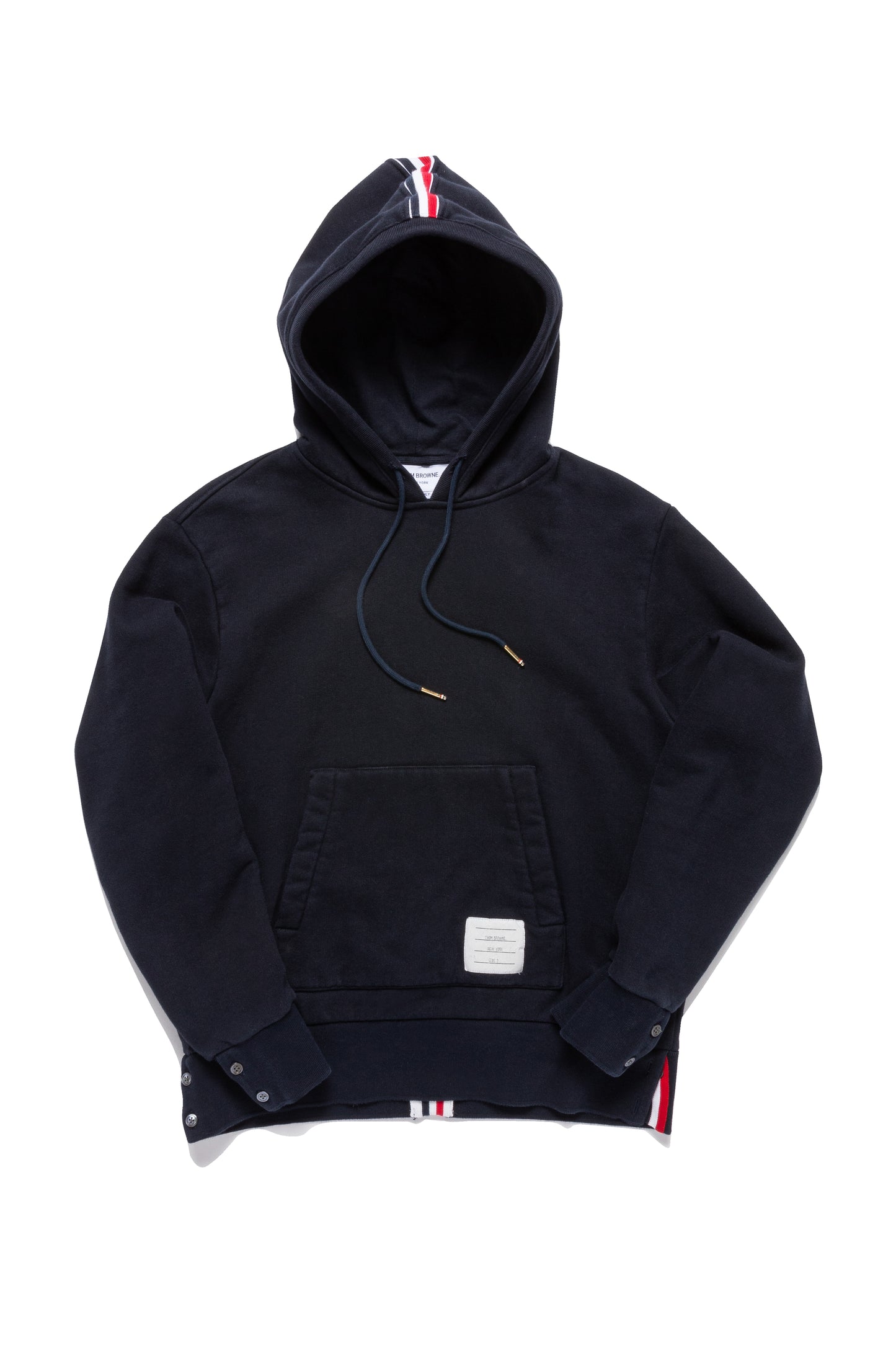 Thom Browne Striped Cotton-Jersey Hoodie in Navy