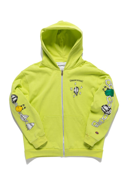 Chrome Hearts Matty Boy Link Zip Up Hoodie 'Lime Green'