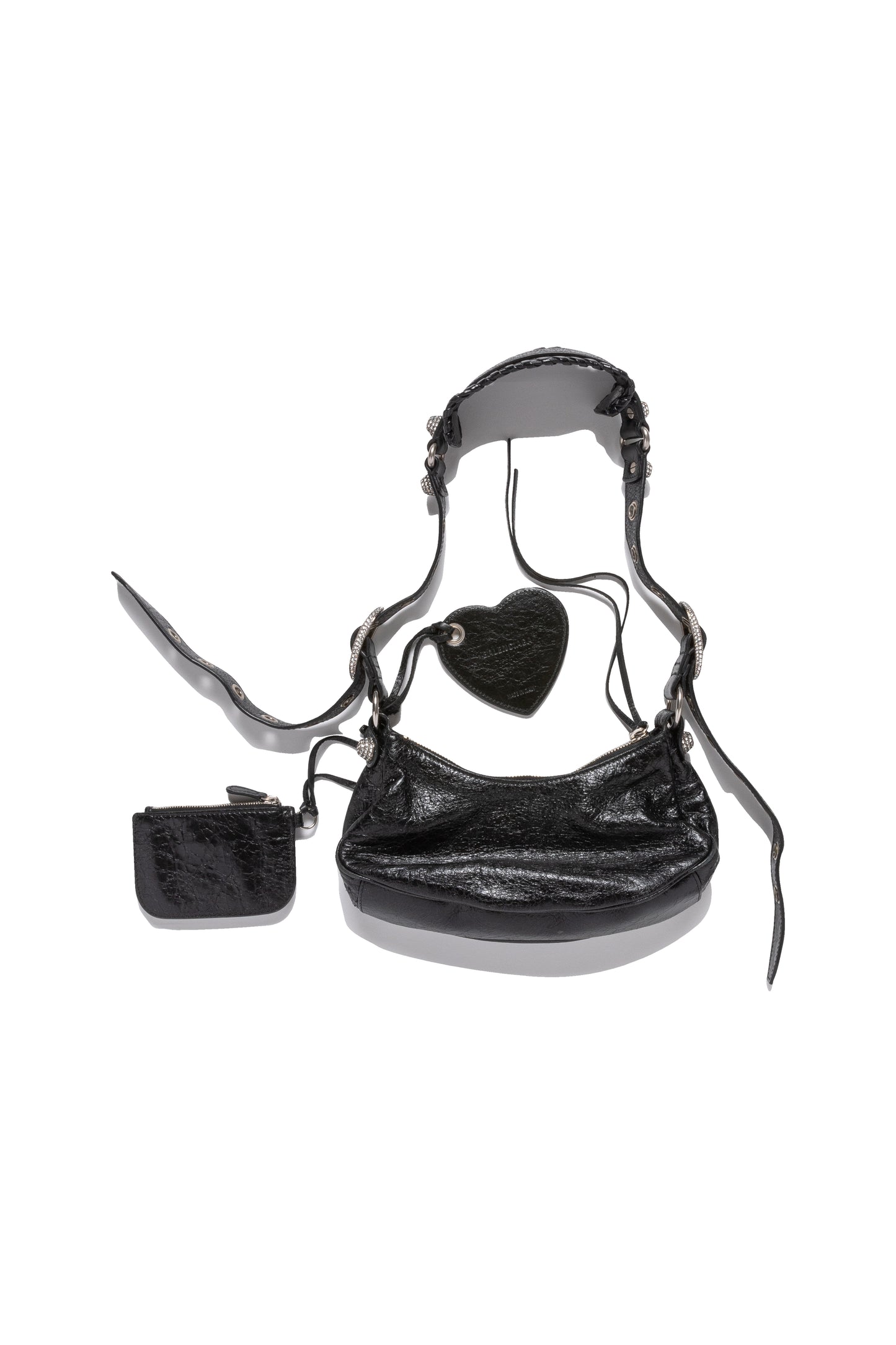 Women's Le Cagole XS Shoulder Bag With Rhinestones in Black