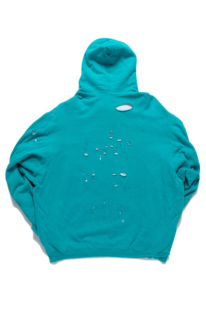 Balenciaga Turquoise SS21 Destroyed Hoodie