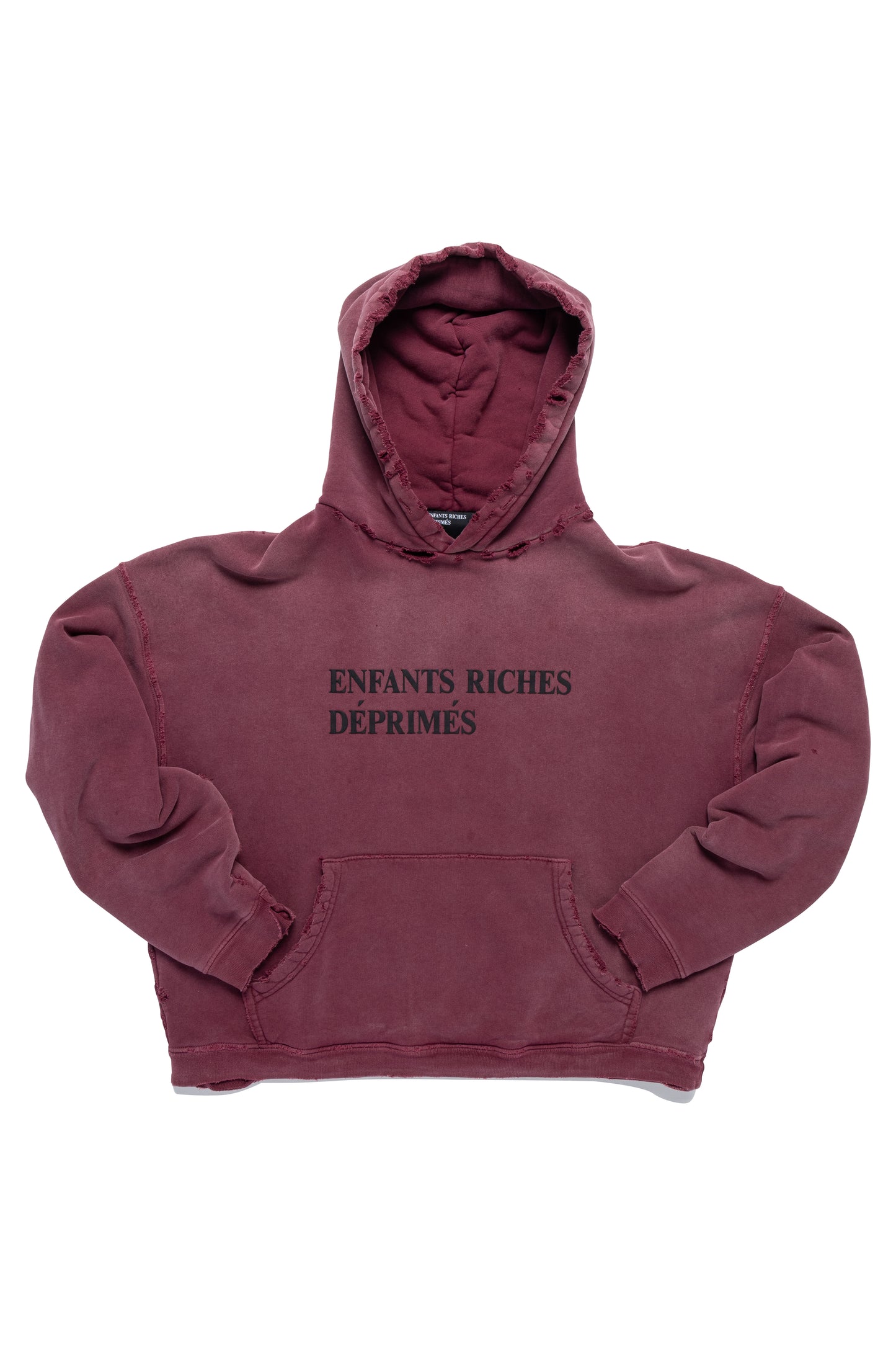 Enfants Riches Déprimés Thrashed Distressed Logo-Print Cotton-Jersey Hoodie